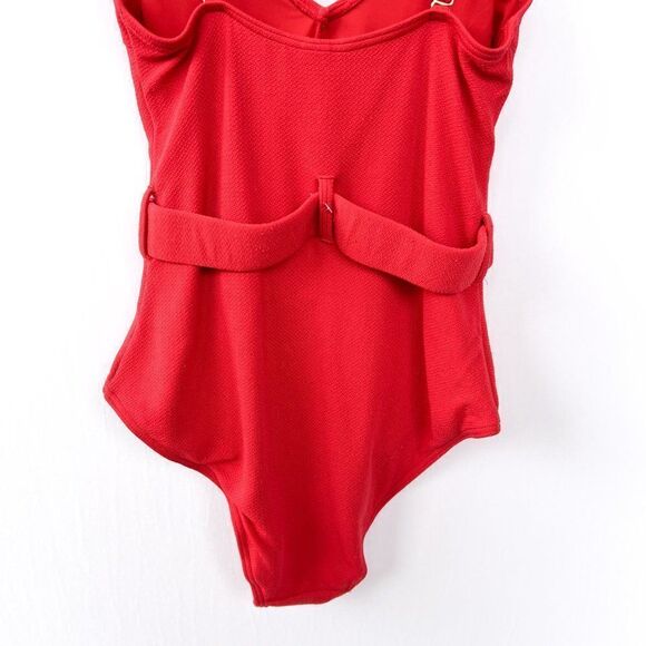 New Look Red Belted V Neck One Piece Swimsuit Large - Picture 9 of 9